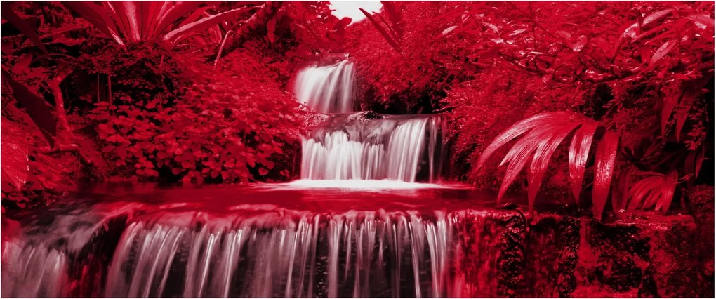 Tablou - Cascade indoneziene în roșu (120x50 cm)