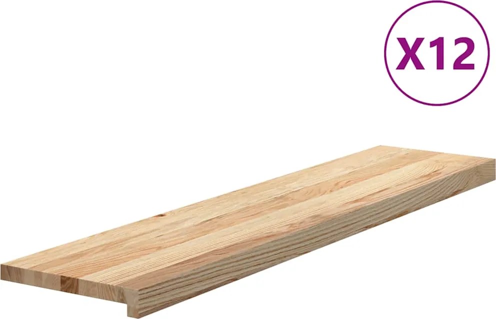 vidaXL Trepte scari 12 buc Stejar masiv netratat 110x30x2 cm