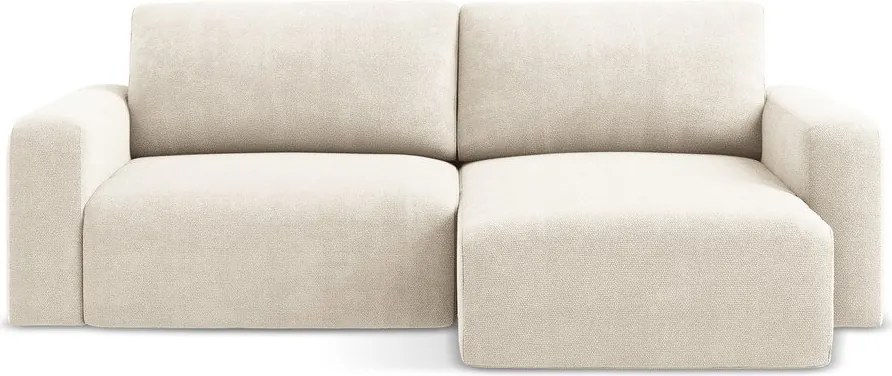 Colțar crem extensibil/cu spațiu de depozitare cu tapițerie din chenille (cu colț pe partea dreaptă/cu șezlong) Kona – Makamii