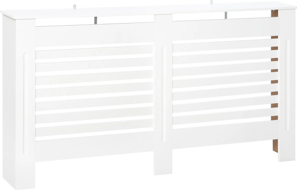 HOMCOM Mască de Calorifer cu Lamele și Raft din Lemn Alb 172x19x81 cm | Aosom Romania