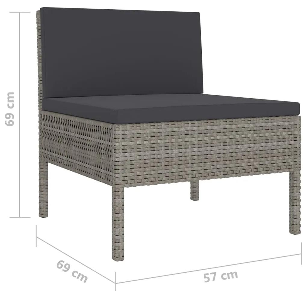 Set mobilier de gradina cu perne, 10 piese, gri, poliratan Gri, 4x colt + 4x mijloc + 2x suport pentru picioare, 1
