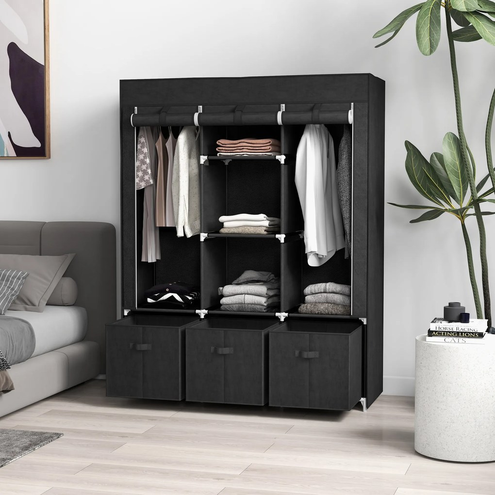 Homcom sifonier Pliabil Textil – Cu Rafturi &amp; Sertare, Ideal pentru Spatii Mici | Aosom Romania