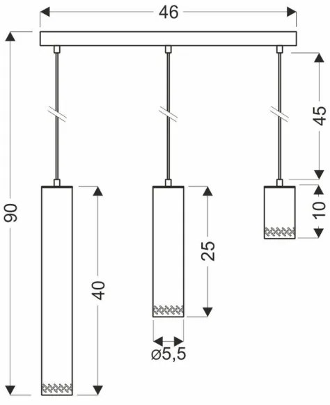 Lustră pe cablu TUBO 3xGU10/25W/230V lemn