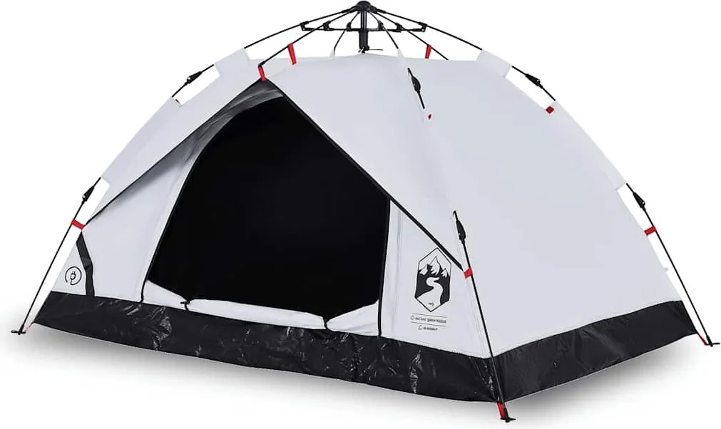 vidaXL Cort de camping 2 persoane, alb opac, setare rapidă, țesătură