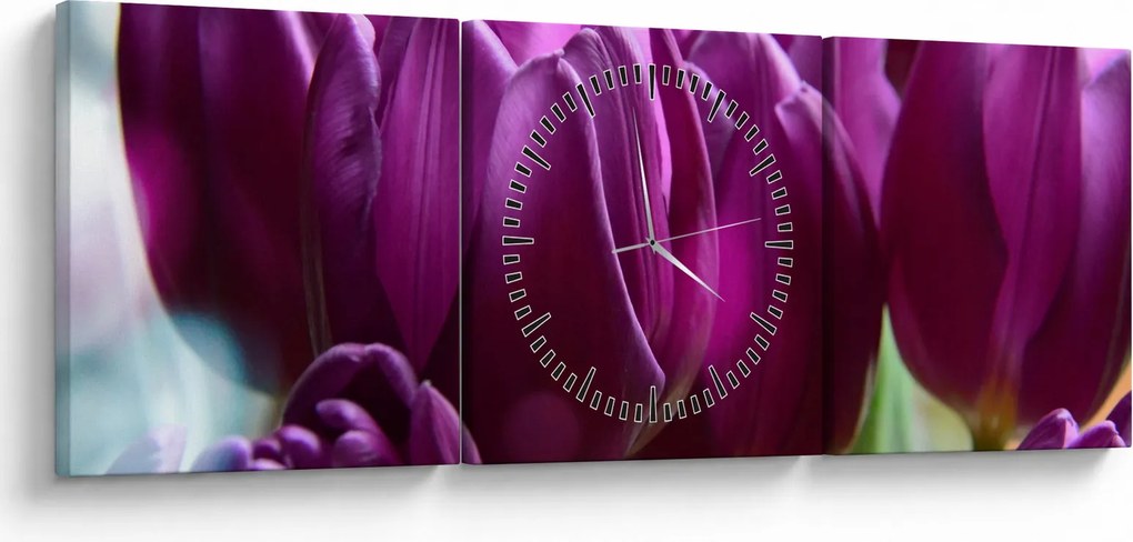 Tablou cu lalele (cu ceas) (90x30 cm)