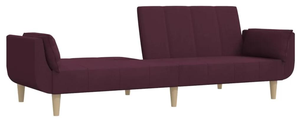 Canapea extensibila cu 2 locuri, 2 perne, violet, textil Violet, Fara scaunel pentru picioare Fara scaunel pentru picioare