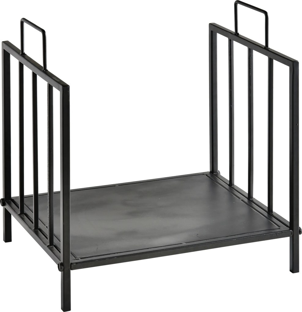Outsunny Suport pentru Lemne pentru Interior și Exterior cu 2 Mânere, 44,5x33x46,5 cm, Negru | Aosom Romania