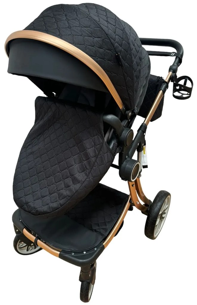 Carucior 3 in 1 cu landou transformabil in parte sport si scoica auto 0-36 luni, Negru- CPC-53-negru