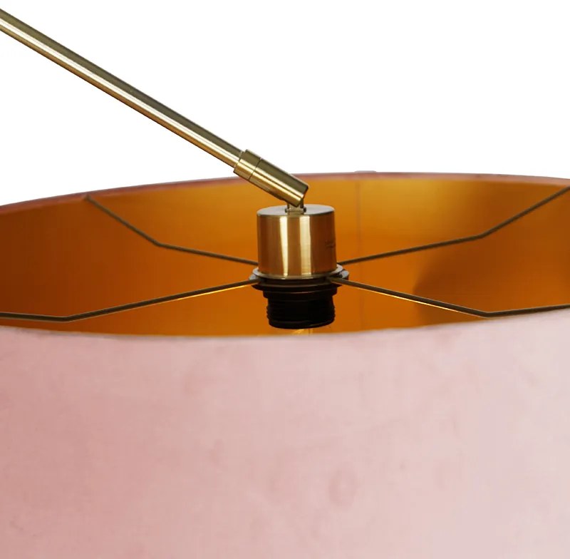Lampa de podea moderna cu abajur din catifea aurie roz 50 cm - Editor