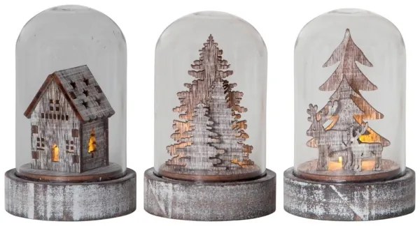 SET 3x decorațiune LED de Crăciun KUPOL 1xLED/0,06W/1xCR2032 maro Eglo 410046