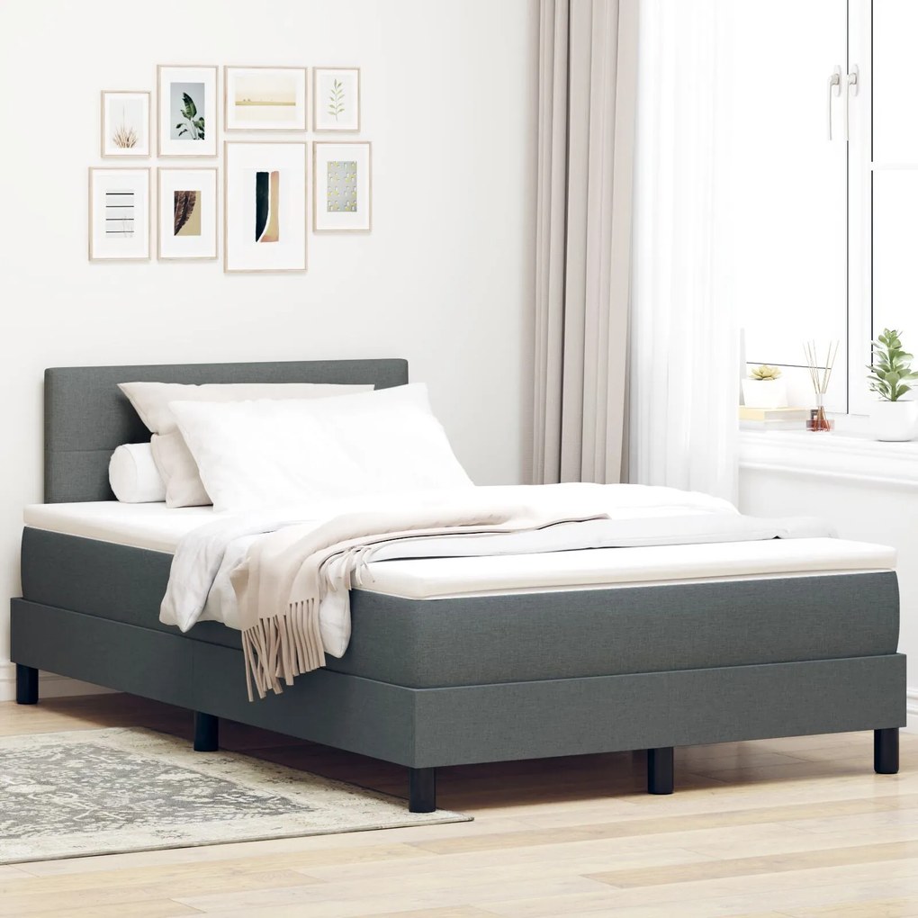 vidaXL Pat Box Spring cu Saltea Gri Închis 120x200 cm Fabrică