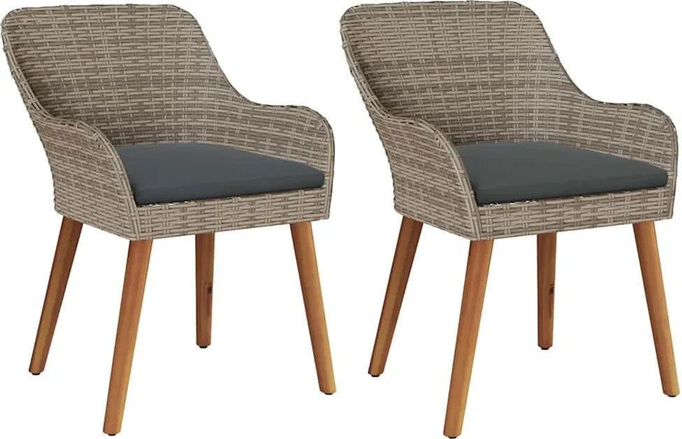 vidaXL Scaun pentru Grădină 2 pcs Negru 62.5 x 55 x 82 cm poliratan