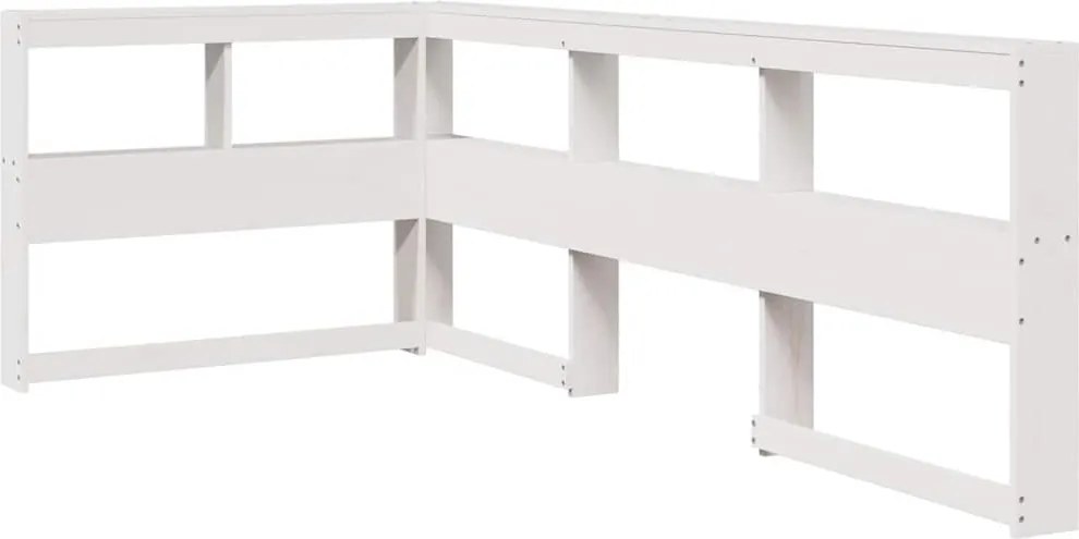 vidaXL Bibliotecă tăblie în formă de L, alb, 100 cm, lemn masiv de pin