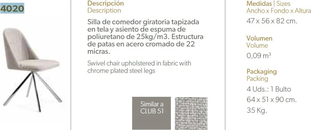 Scaun pivotant tapitat design italian Dublin AC-F3216