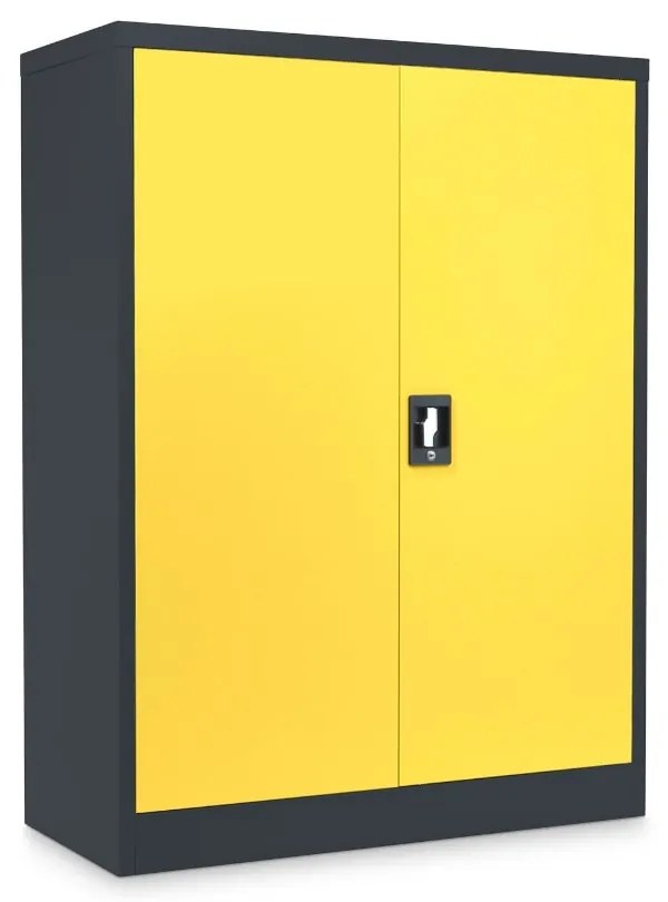 Dulap metalic universal mediu, 90 x 40 x 120 cm, încuietoare cu cilindru, galben - ral 1023