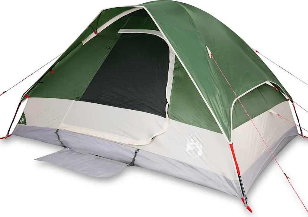 vidaXL Cort de camping cupolă pentru 4 persoane, verde, impermeabil