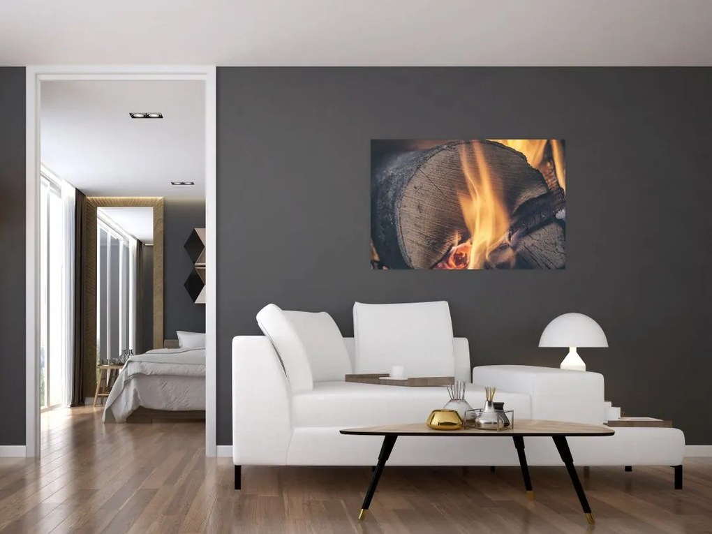 Tablou - Lemn în foc (90x60 cm)