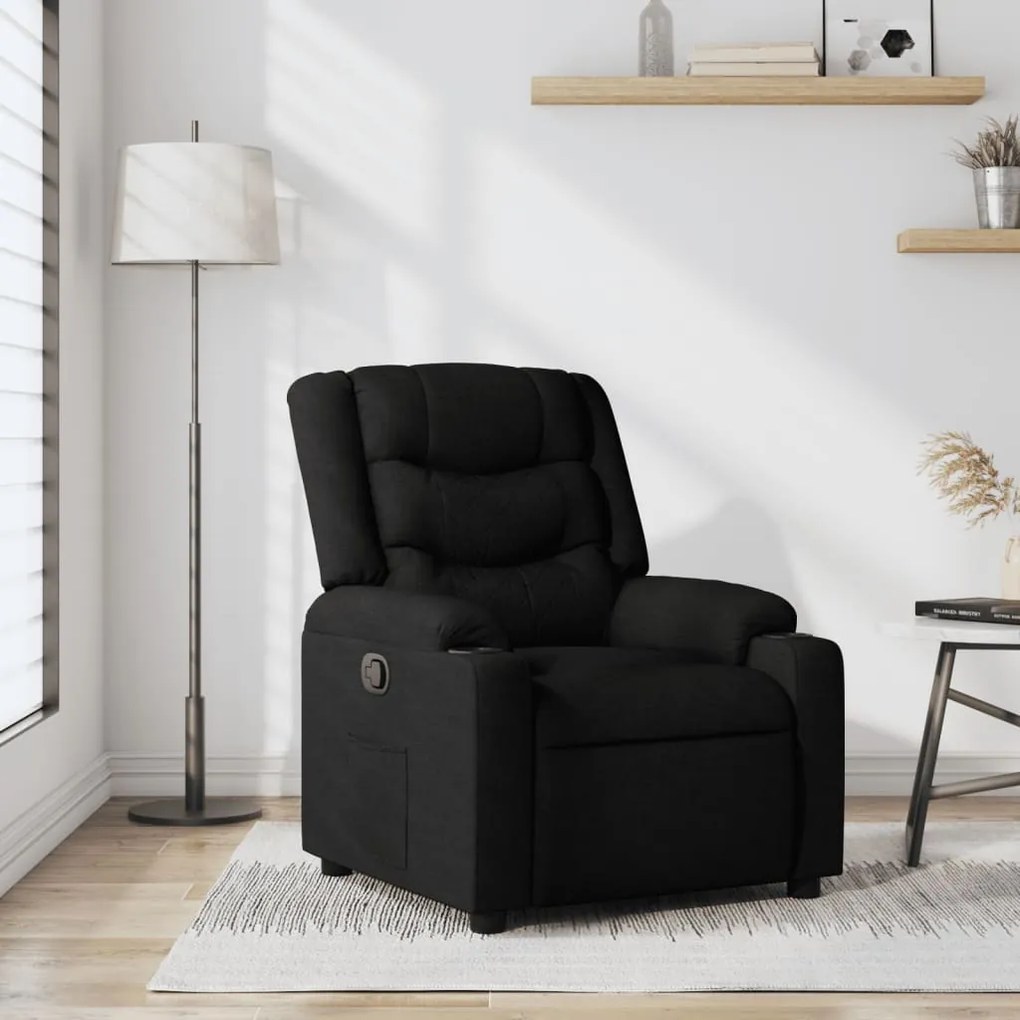 vidaXL Fotoliu rabatabil, negru, material textil
