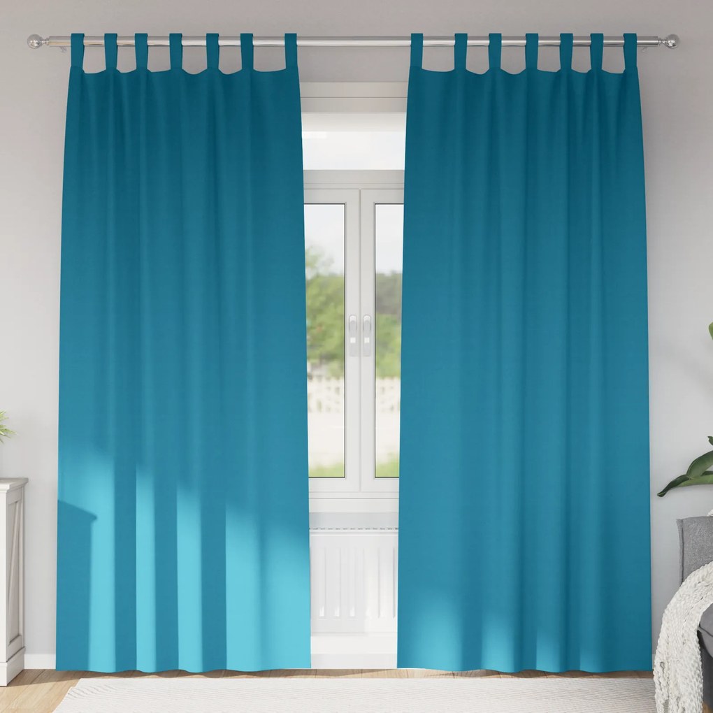 vidaXL Perdele opace cu perdele 2 pcs Turcoaz 225 x 140 cm Poliester