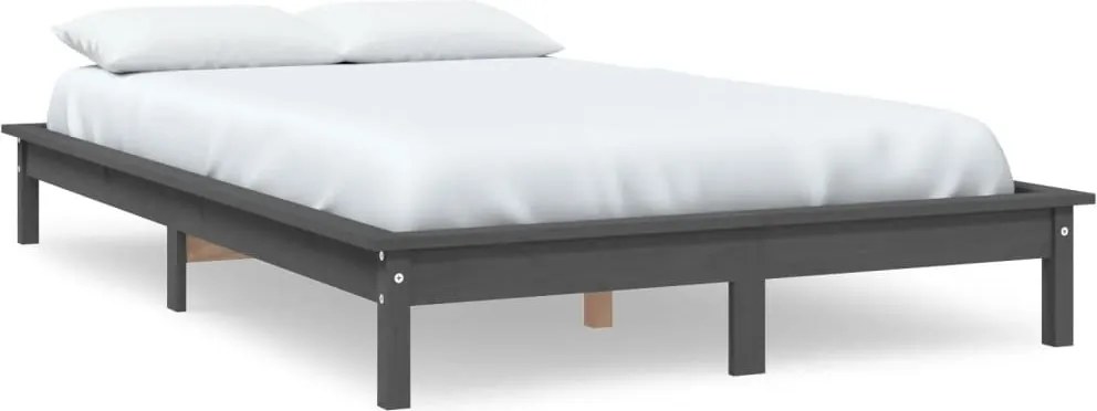 vidaXL Cadru de pat King Size, gri, 150x200 cm, lemn masiv de pin