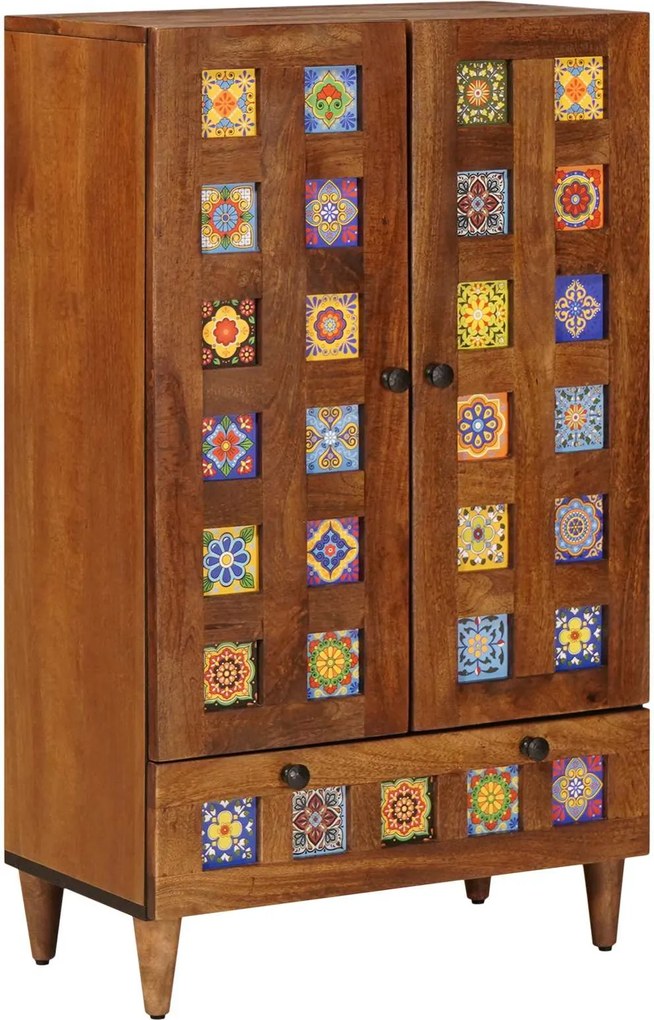 vidaXL Bufet cu sertar castan 60 x 33,5 x 100 cm Lemn de mango solid