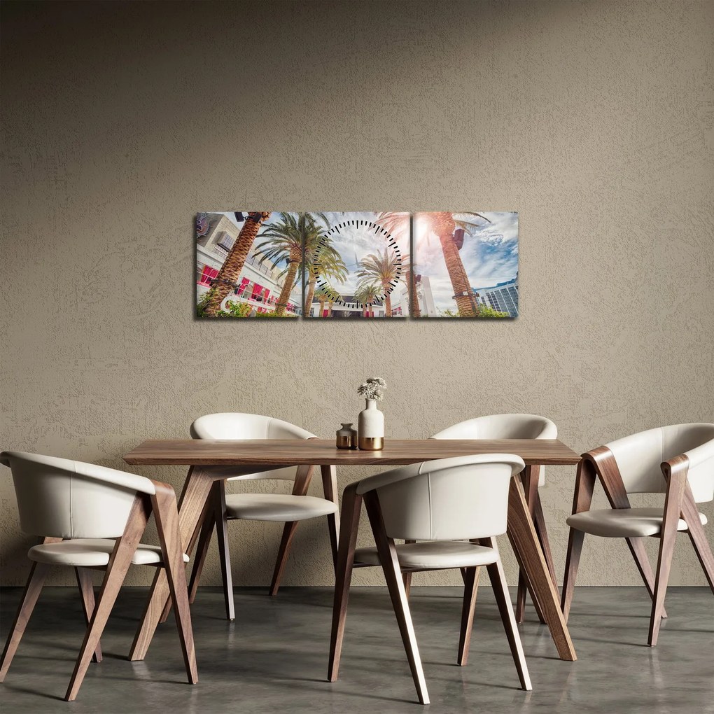 Tablou - palmier cu bazin (cu ceas) (90x30 cm)