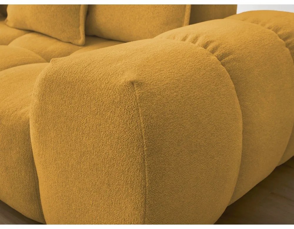 Colțar galben muștar extensibil/cu spațiu de depozitare cu tapițerie din chenille (cu colț pe partea stângă/în formă de ”L”) Everest – Bobochic Paris