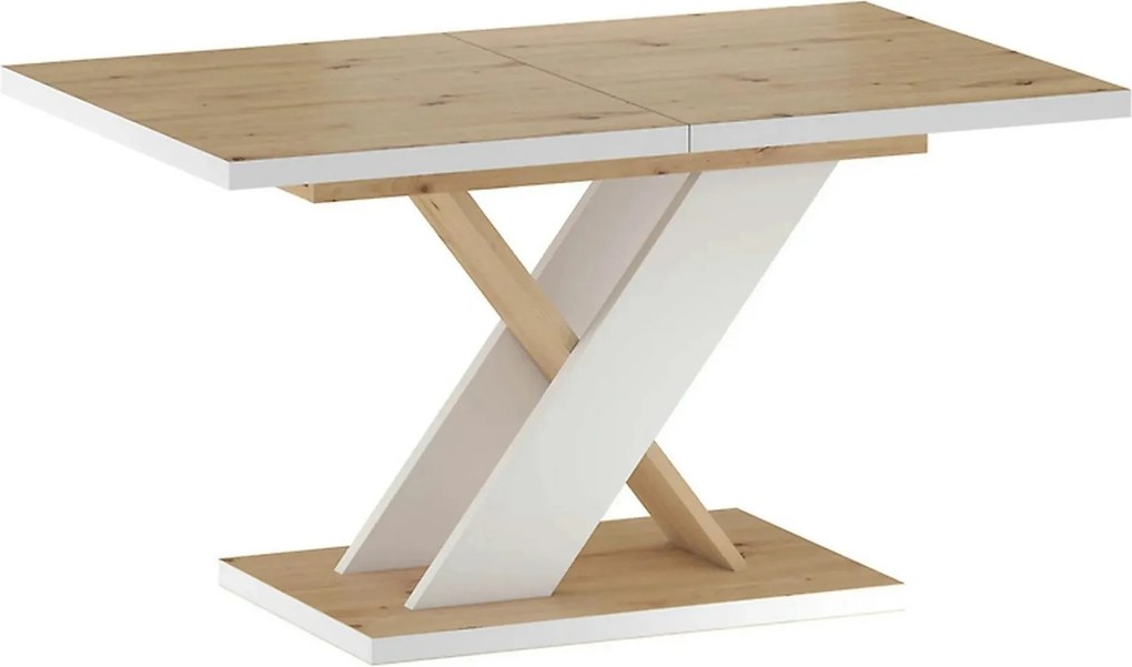 Masa extensibila ERYK, stejar wotan/alb, PAL laminat, 138/178x85x76 cm