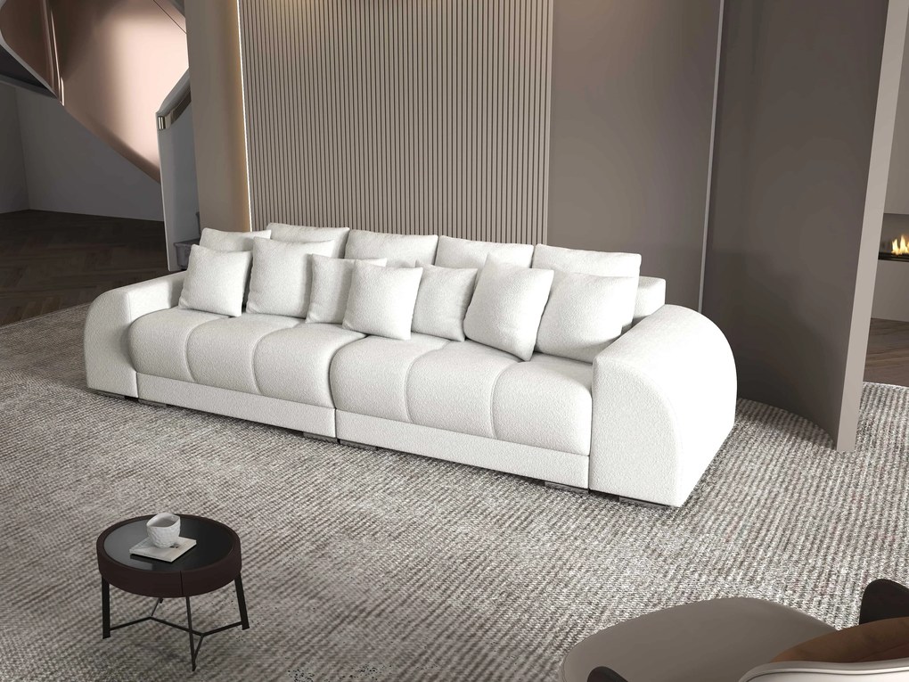 Canapea extensibilă dumonde cu 2 lăzi de depozitare si sezut confortabil din spuma high-density, Verona Euphoria Ivory 310x100 cm