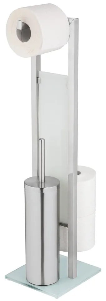 Suport pentru perie WC și hârtie igienică Wenko Rivalta, argintiu