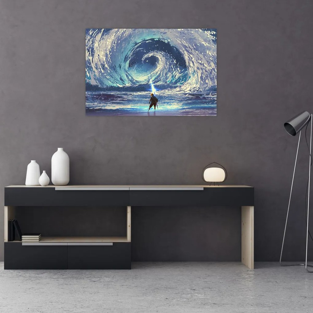 Tablou - Ilustrație a unui băiat cu o suliță (90x60 cm)