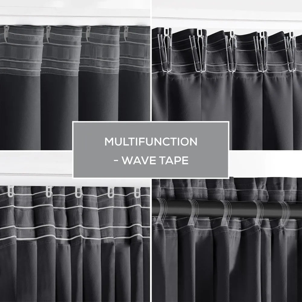 Draperie gri închis dimout (semi-opacă) 140x245 cm Kierra – Restilo