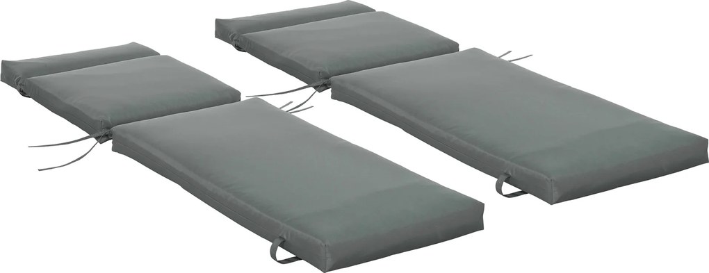 Outsunny Set 2 Perne pentru Scaune de Exterior cu Curele, Perne de Exterior Umplute cu Bumbac și Poliester, pentru Șezlonguri, Fotolii de Grădină, 196x55x8 cm, Gri Închis | Aosom Romania