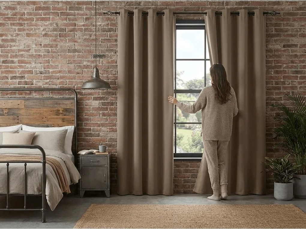 Draperie bej OXFORD 140x250 cm Agatat: Inele metalice