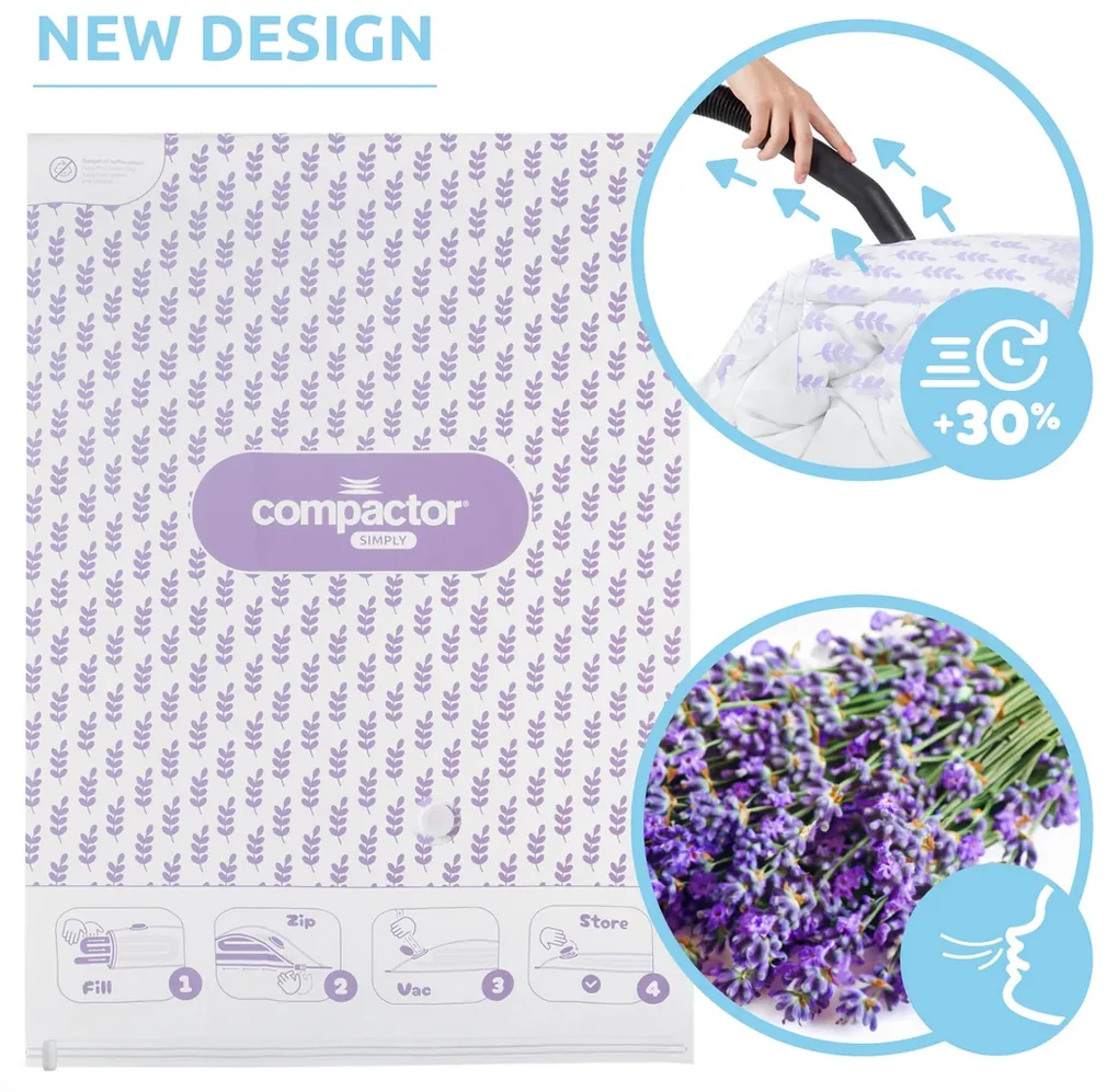 Compactor Set de pungi de depozitare în vidCompress L Lavender 100 l, 70 x 100 cm, 5 buc, 5 buc.