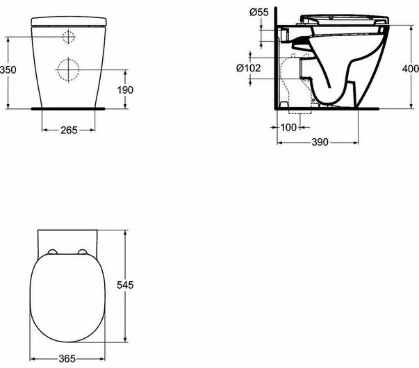 Vas wc pe pardoseala BTW Ideal Standard Connect pentru rezervor ingropat