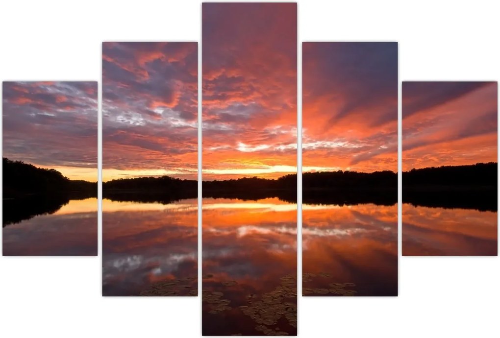 Tablou - Apus de soare peste lac (150x105 cm)