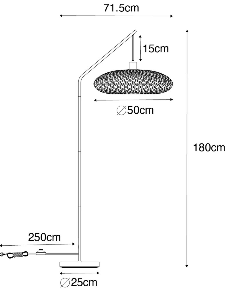Lampă de podea orientală din bambus - Ostrava