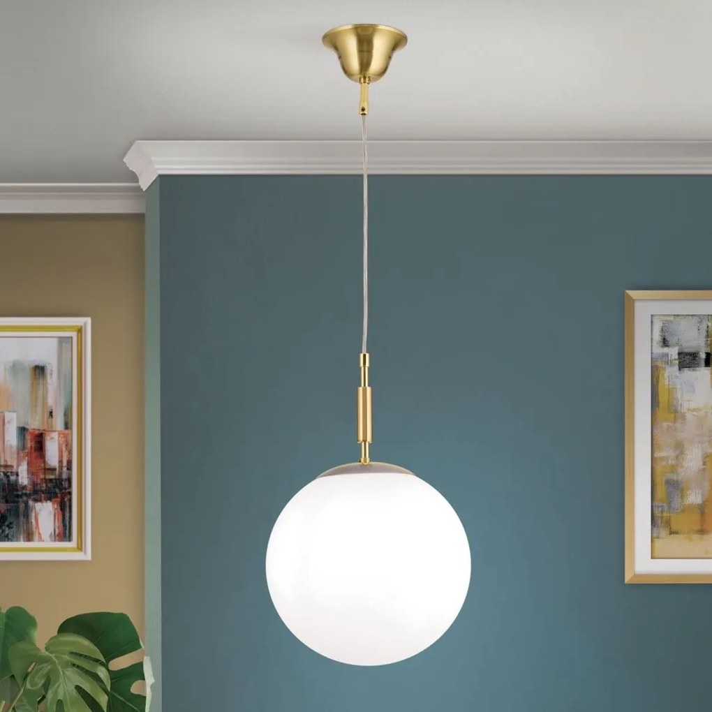 Lustra, Pendul realizat manual ARTDESIGN 25cm, alama mat/ alb opac