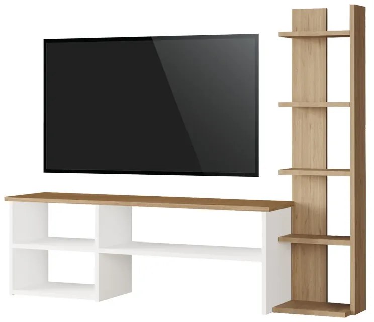 Set mobilier living Perla, Pako World, Alb-Natural, 120x29x41 cm