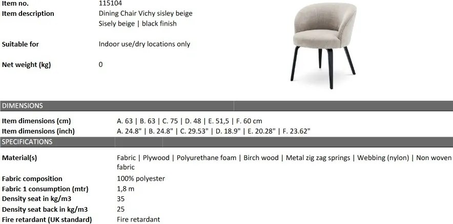 Scaun design elegant LUX Vichy, sisley bej 115104 HZ