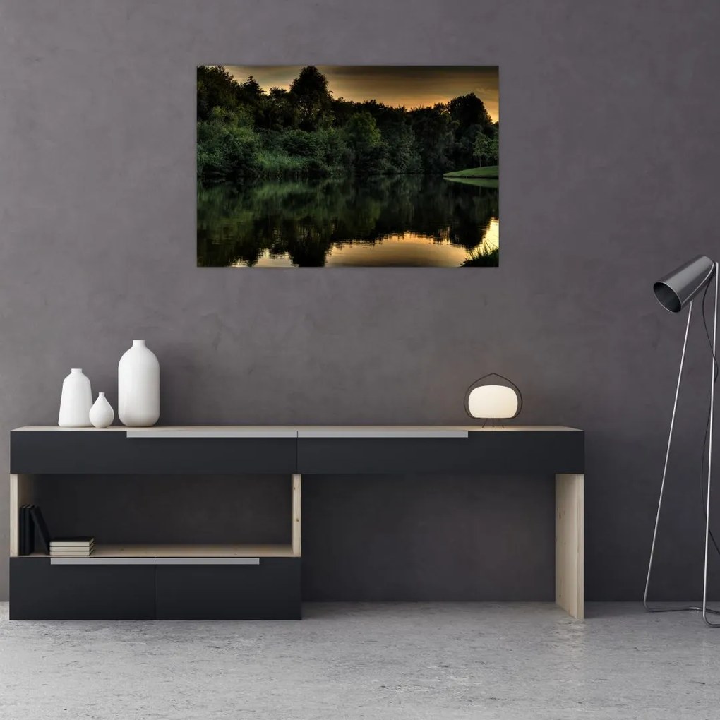 Tablou cu lac în pădure (90x60 cm)