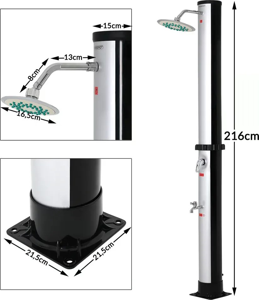 Duș solar KARIBIK, 35 l, argintiu/negru Jurhan