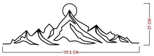 Decorațiune de perete 119,5x37 cm metal munți