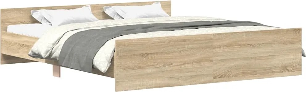 vidaXL Cadru pat cu tăblie la cap/picioare, stejar sonoma, 160x200 cm