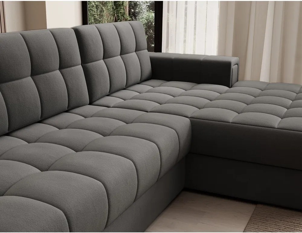 Colțar taupe extensibil cu tapițerie din catifea (cu colț pe partea dreaptă/cu șezlong) Blezalt – ELTAP