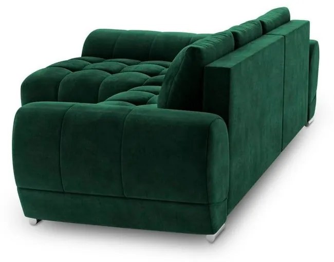 Colțar extensibil cu tapițerie de catifea și șezlong pe partea stângă Windsor & Co Sofas Nuage, verde smarald