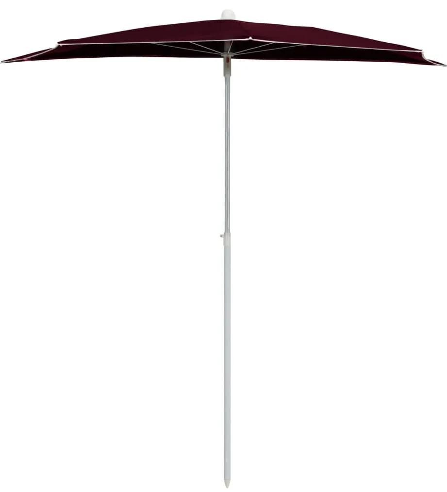 Umbrela de gradina cu stalp, rosu bordo, 180x90 cm, semirotunda Rosu bordo