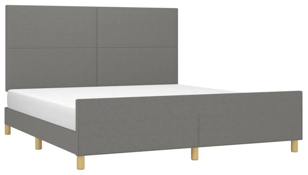 Cadru de pat cu tablie, gri inchis, 160x200 cm, textil Morke gra, 160 x 200 cm, Design simplu