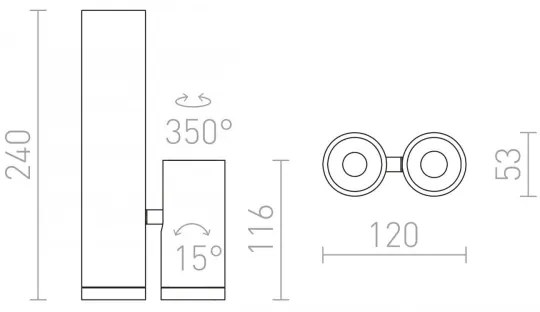 Spot LED BOGARD 2xLED/5W/230V RED-Design Rendl-R12499